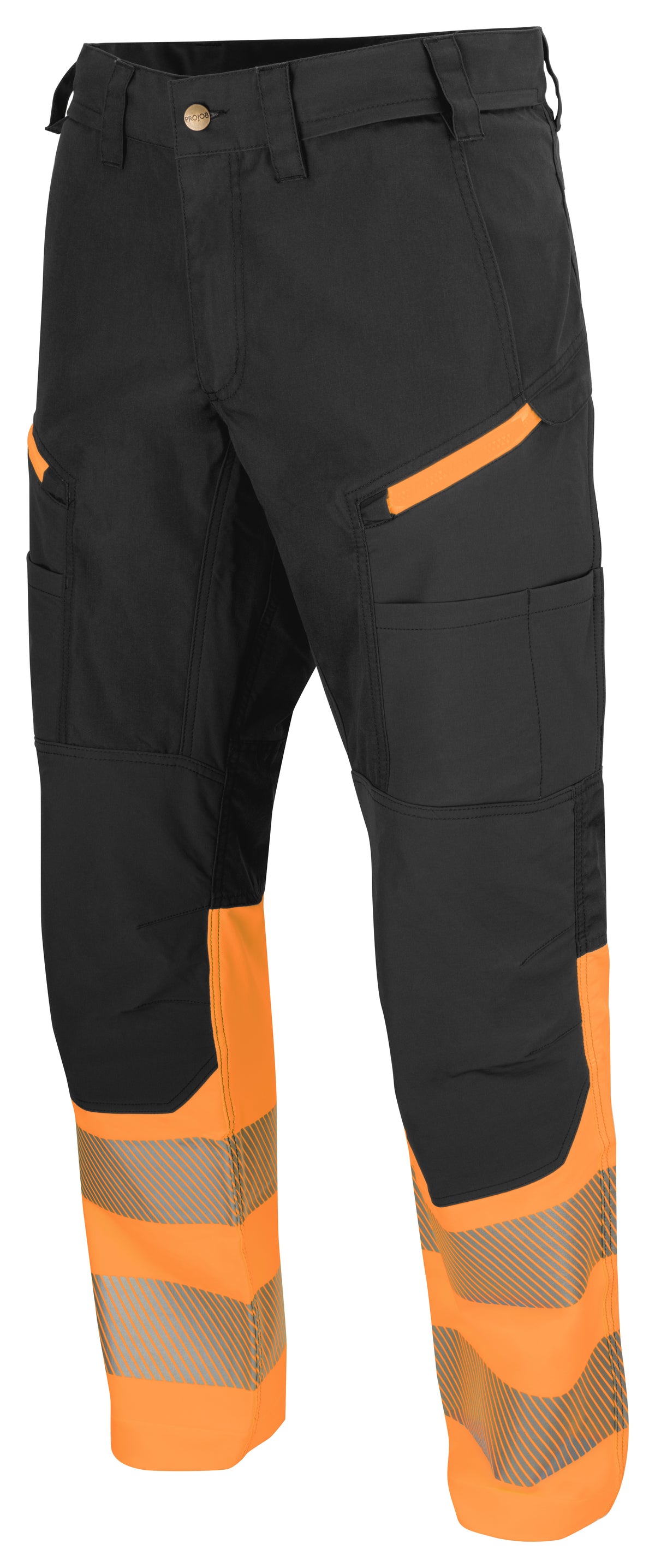 ProJob 6528 Stretch Arbeitshose EN ISO 20471 Klasse 1 Moderner Schnitt Orange/Schwarz, Produktansicht