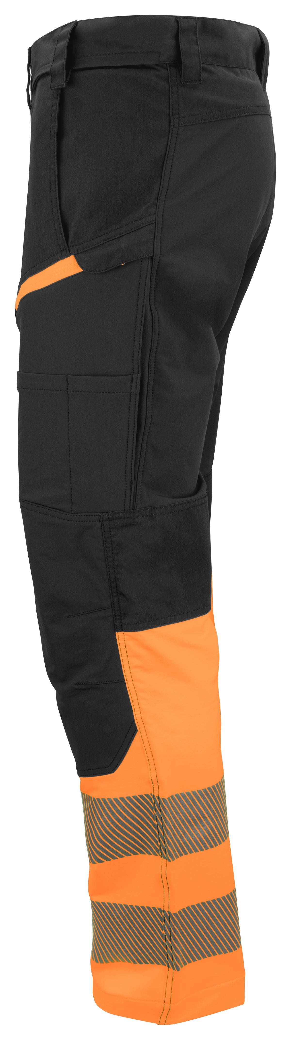 ProJob 6528 Stretch Arbeitshose EN ISO 20471 Klasse 1 Moderner Schnitt Orange/Schwarz, Seitenansicht links