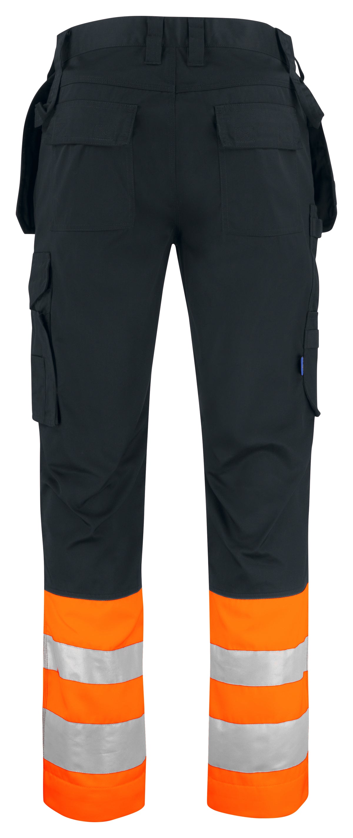 ProJob 6534 Warnschutz Arbeitshose mit Hängetaschen EN ISO 20471 Klasse 1 Modern Geschnitten Orange/Schwarz, Rückansicht