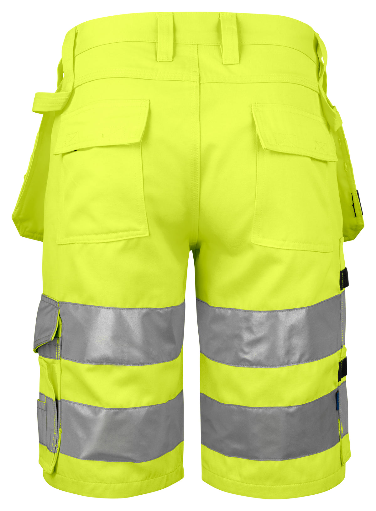 ProJob 6535 Warnschutz Shorts mit Hängetaschen EN ISO 20471 Klasse 2 Moderner Schnitt Gelb/Schwarz, Rückansicht