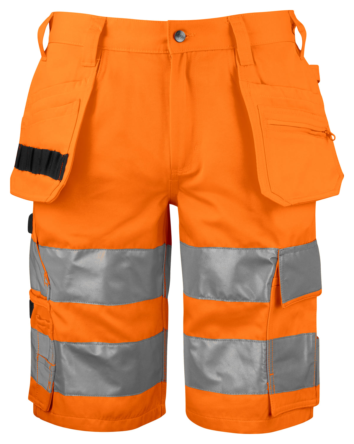 ProJob 6535 Warnschutz Shorts mit Hängetaschen EN ISO 20471 Klasse 2 Moderner Schnitt Orange/Schwarz, Vorderansicht