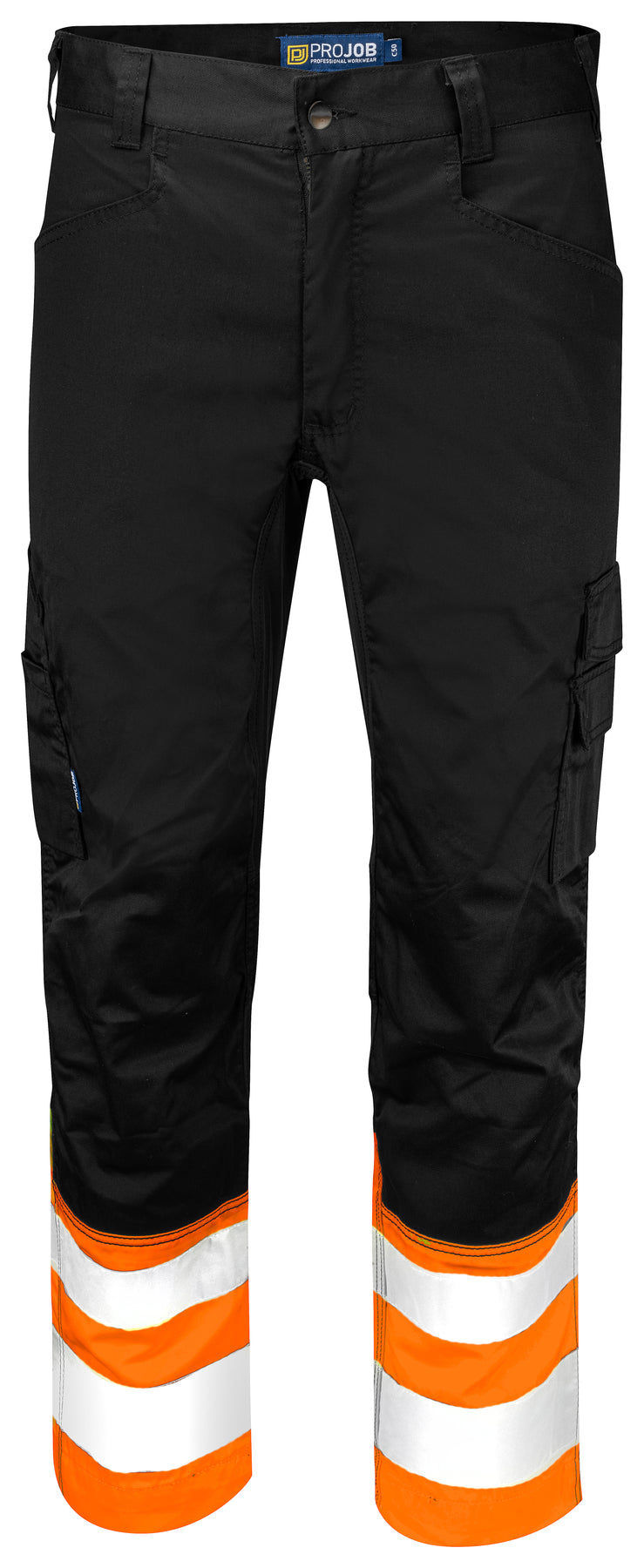 ProJob 6537 Stretch Arbeitshose EN ISO 20471 Klasse 1 Orange/Schwarz, Vorderansicht