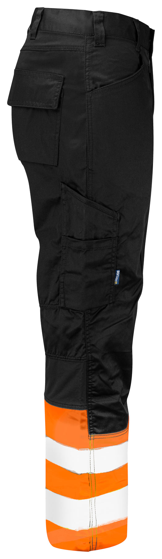 ProJob 6537 Stretch Arbeitshose EN ISO 20471 Klasse 1 Orange/Schwarz, Seitenansicht rechts