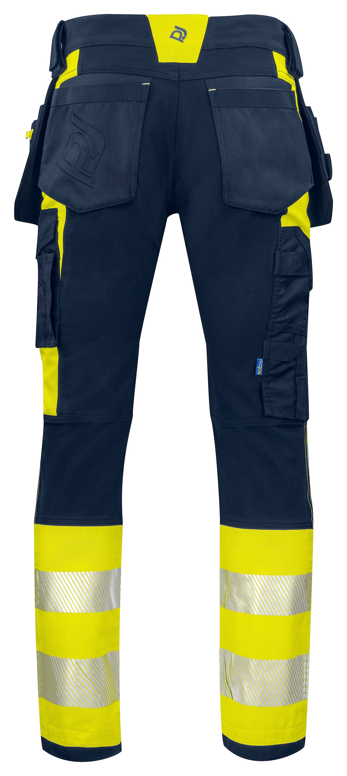 ProJob 6540 Bundhose mit Hängetaschen EN ISO 20471 Klasse 1 Gelb/Marine, Rückansicht