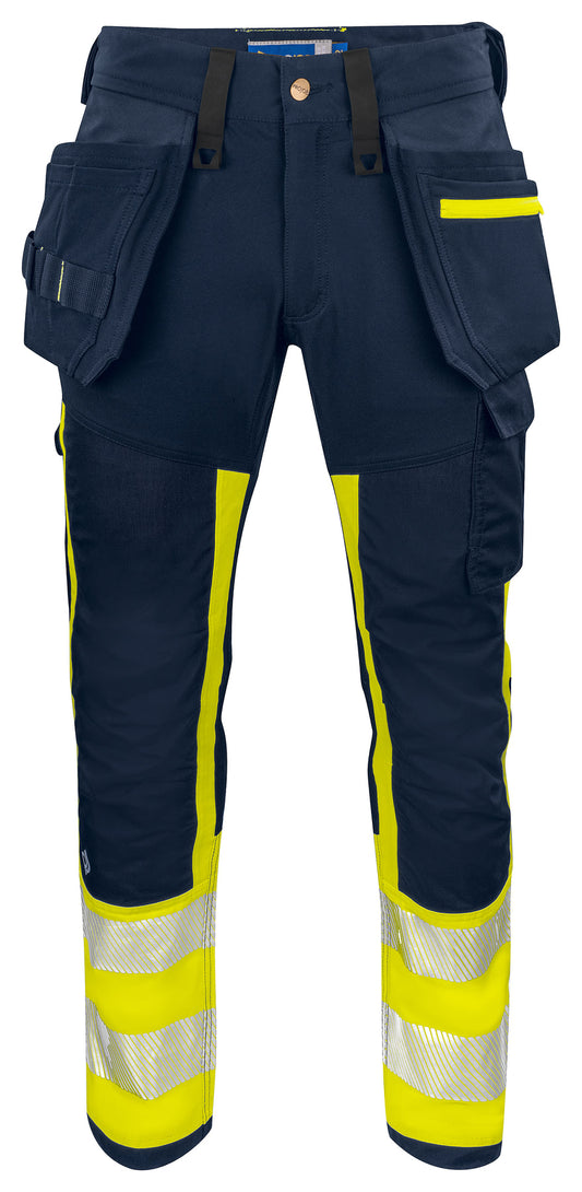 ProJob 6540 Bundhose mit Hängetaschen EN ISO 20471 Klasse 1 Gelb/Marine, Vorderansicht