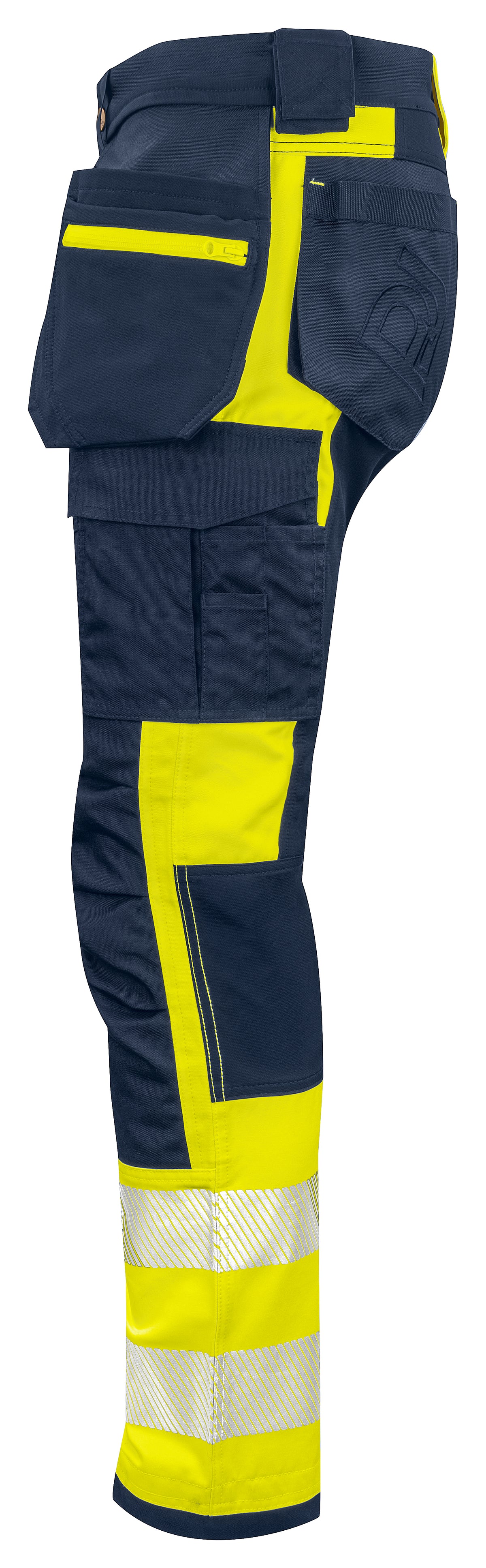 ProJob 6540 Bundhose mit Hängetaschen EN ISO 20471 Klasse 1 Gelb/Marine, Seitenansicht links