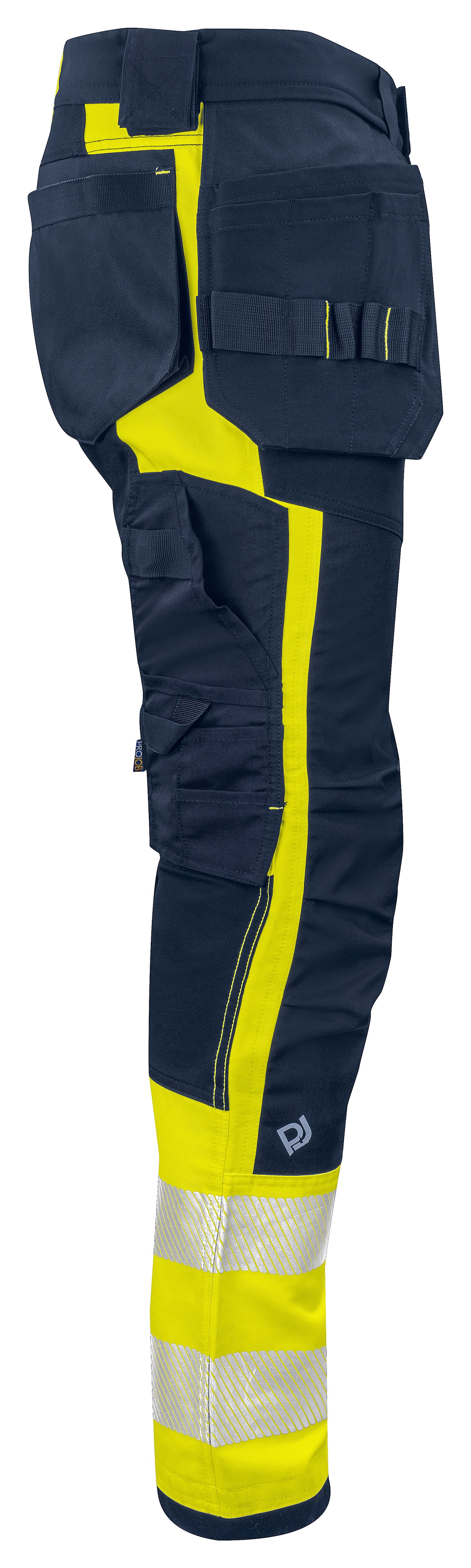 ProJob 6540 Bundhose mit Hängetaschen EN ISO 20471 Klasse 1 Gelb/Marine, Seitenansicht rechts