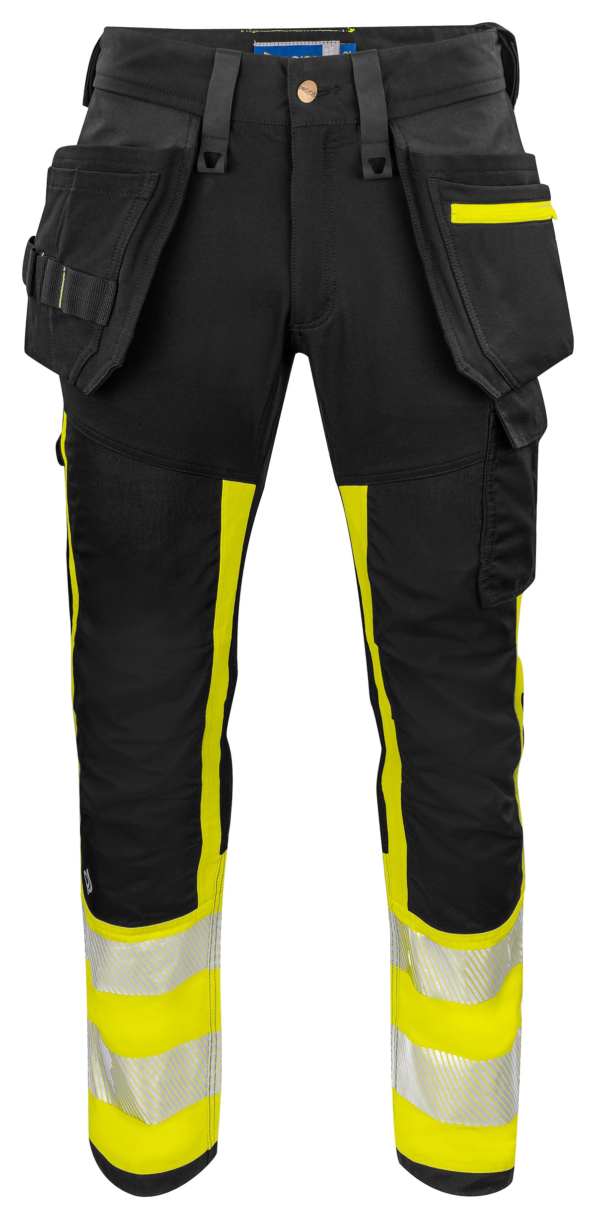 ProJob 6540 Bundhose mit Hängetaschen EN ISO 20471 Klasse 1 Gelb/Schwarz, Vorderansicht