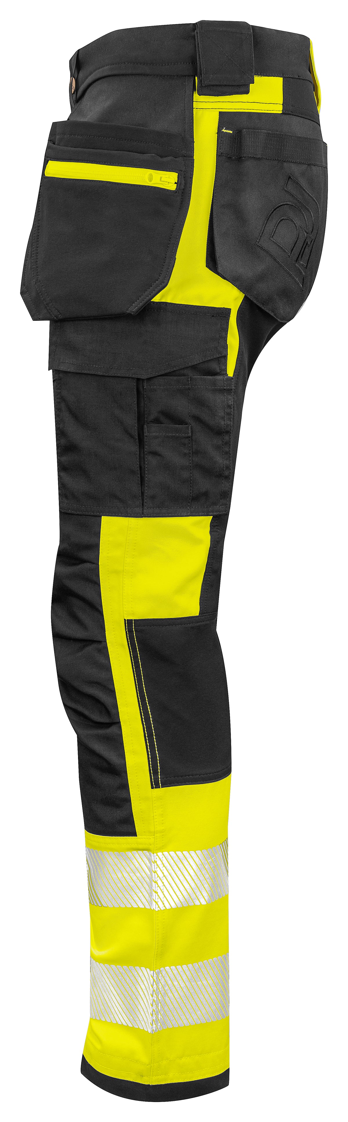 ProJob 6540 Bundhose mit Hängetaschen EN ISO 20471 Klasse 1 Gelb/Schwarz, Seitenansicht links