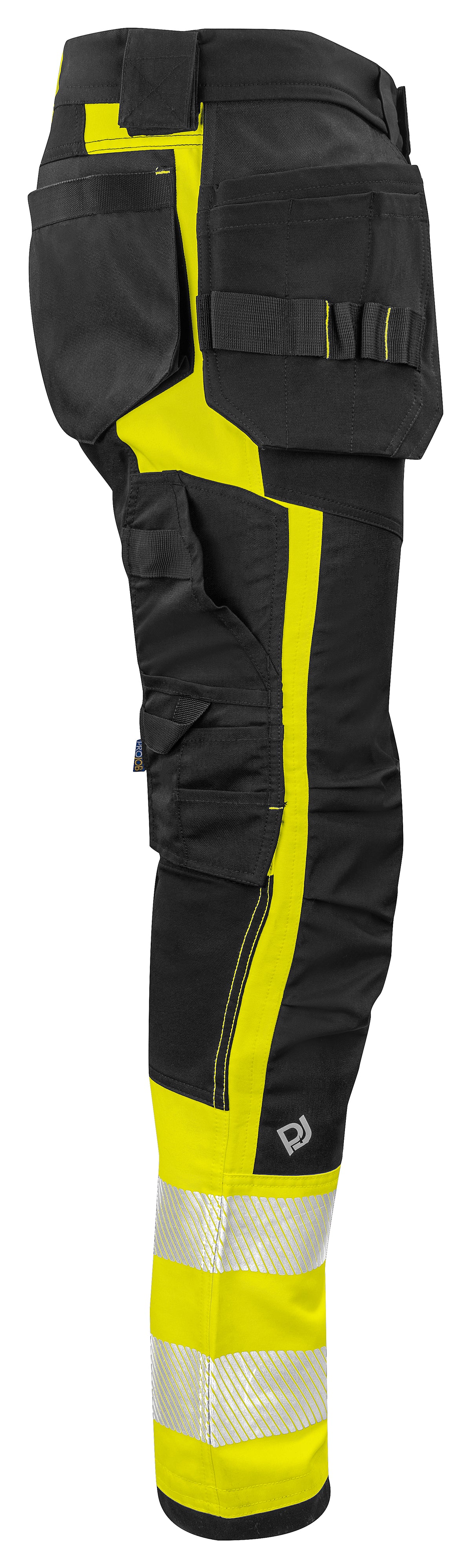 ProJob 6540 Bundhose mit Hängetaschen EN ISO 20471 Klasse 1 Gelb/Schwarz, Seitenansicht rechts