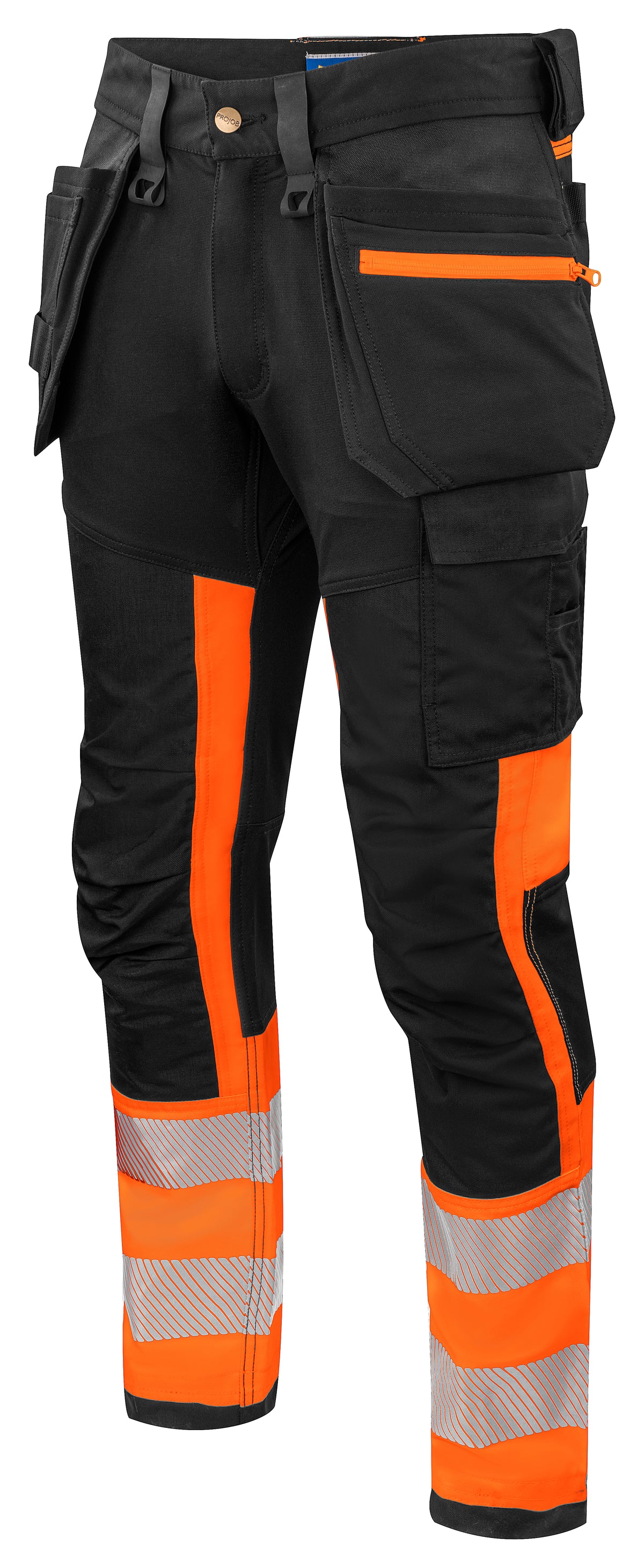 ProJob 6540 Bundhose mit Hängetaschen EN ISO 20471 Klasse 1 Orange/Schwarz, Produktansicht