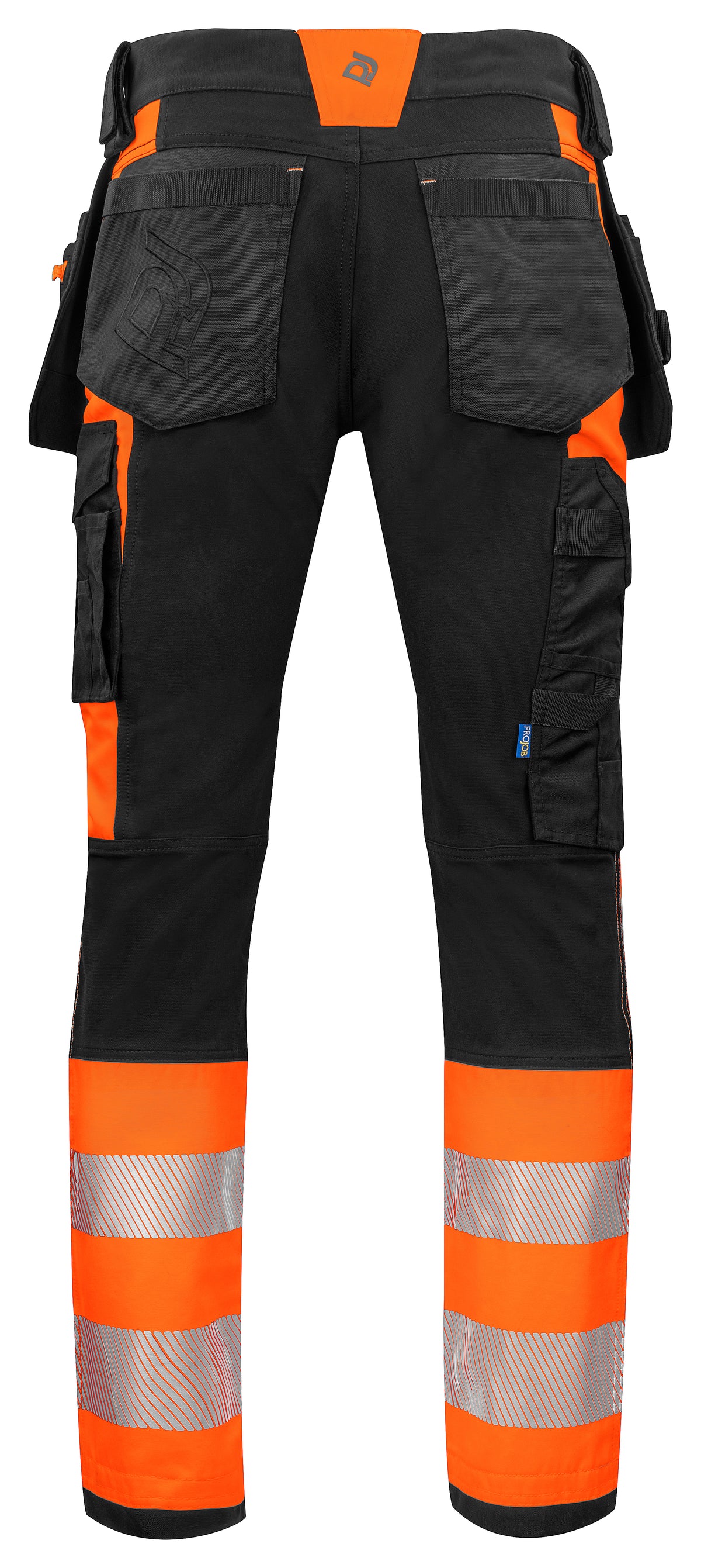 ProJob 6540 Bundhose mit Hängetaschen EN ISO 20471 Klasse 1 Orange/Schwarz, Rückansicht
