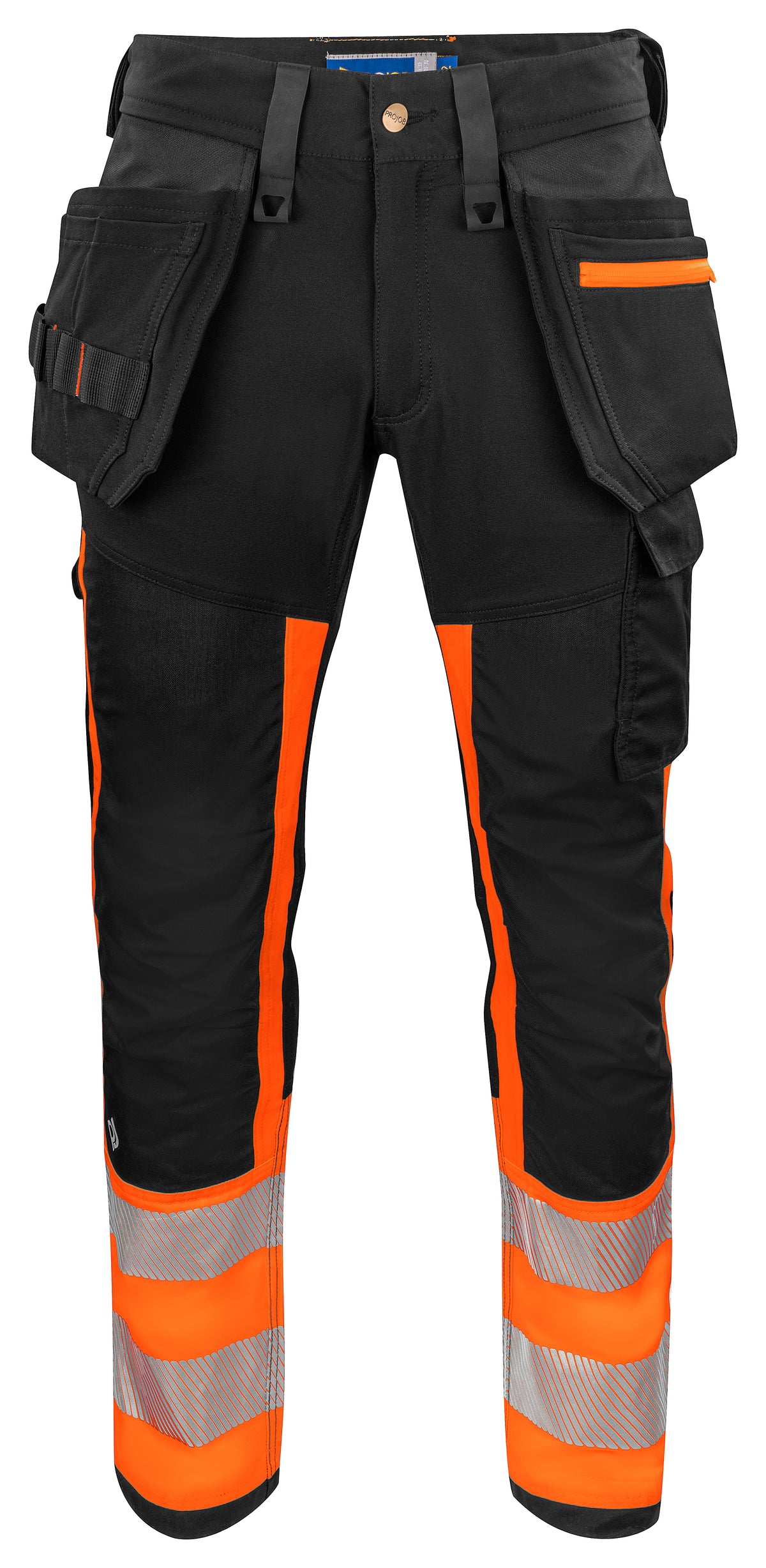 ProJob 6540 Bundhose mit Hängetaschen EN ISO 20471 Klasse 1 Orange/Schwarz, Vorderansicht