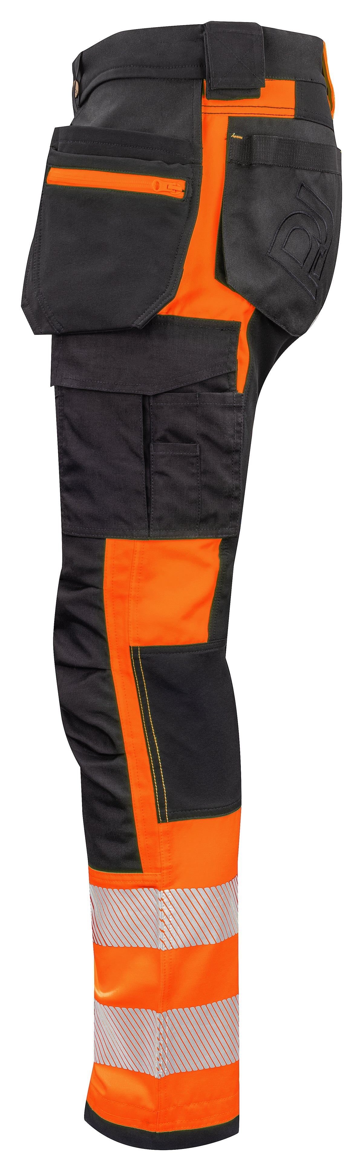ProJob 6540 Bundhose mit Hängetaschen EN ISO 20471 Klasse 1 Orange/Schwarz, Seitenansicht links