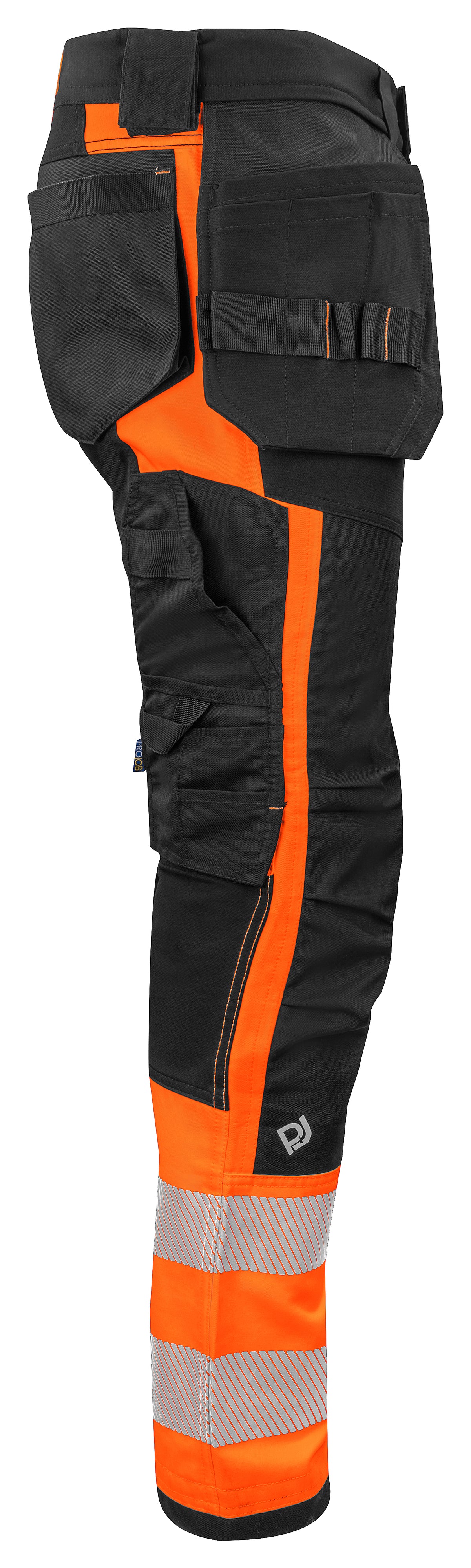 ProJob 6540 Bundhose mit Hängetaschen EN ISO 20471 Klasse 1 Orange/Schwarz, Seitenansicht rechts