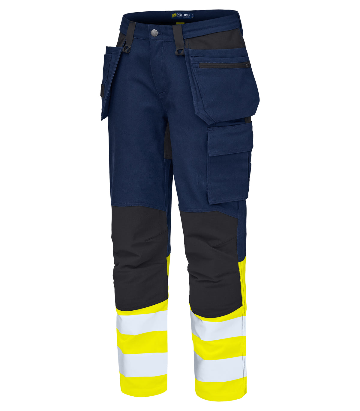 ProJob 65460 Warnschutz Arbeitshose mit Hängetaschen EN ISO 20471 Klasse 1 Yellow/navy, Produktansicht