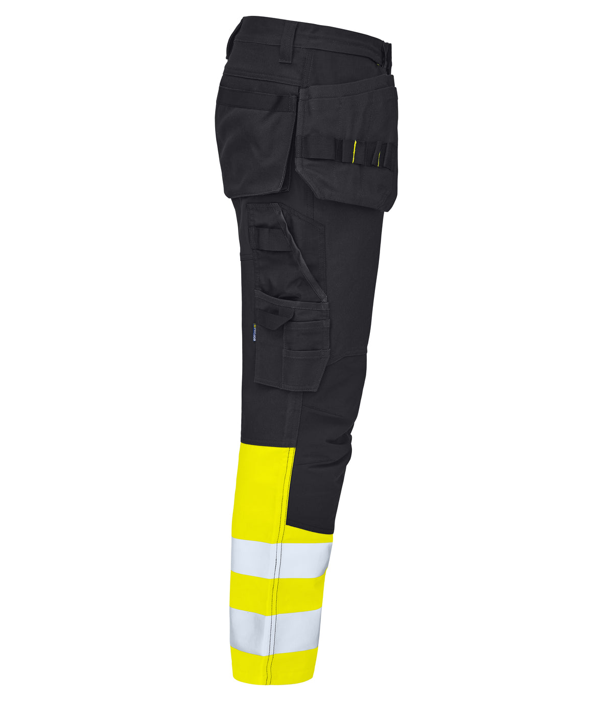 ProJob 65460 Warnschutz Arbeitshose mit Hängetaschen EN ISO 20471 Klasse 1 Yellow/black, Seitenansicht rechts