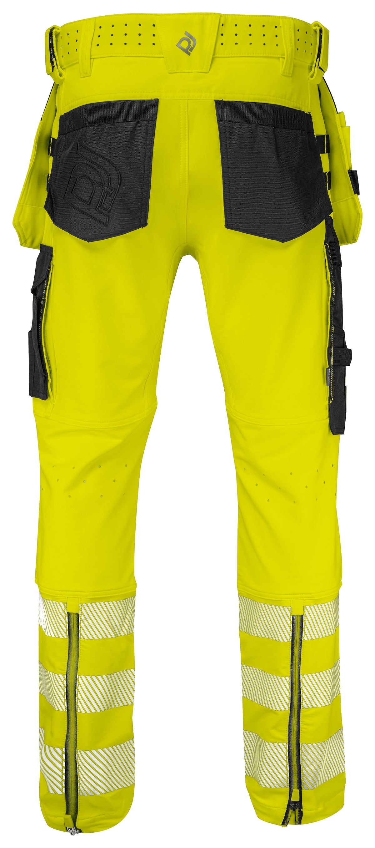 ProJob 6571 Bundhose Vollstretch mit Hängetaschen EN ISO 20471 Klasse 2 Gelb/Schwarz, Rückansicht