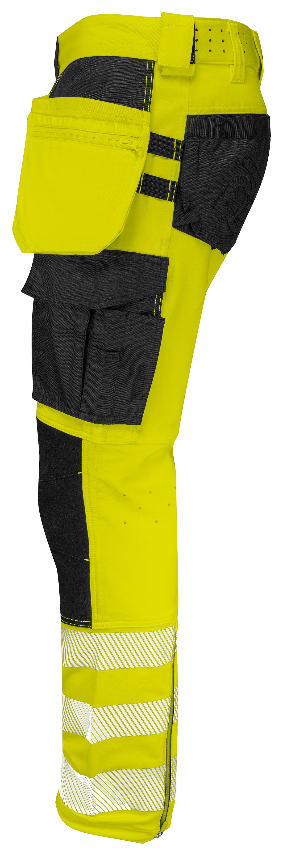 ProJob 6571 Bundhose Vollstretch mit Hängetaschen EN ISO 20471 Klasse 2 Gelb/Schwarz, Seitenansicht links