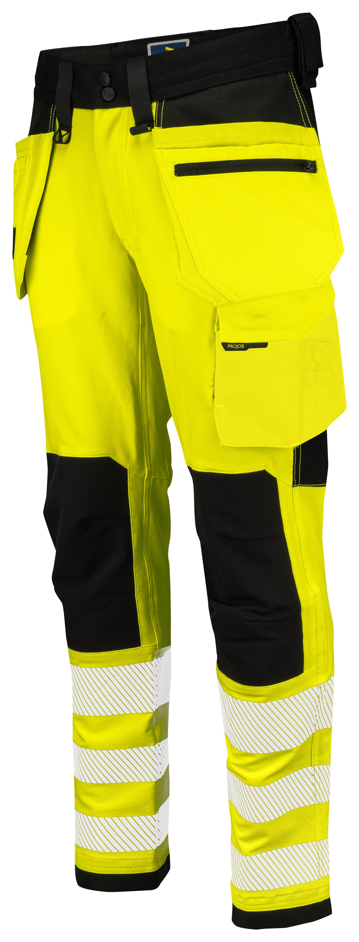 ProJob 6573 Bundhose Vollstretch mit Hängetaschen EN ISO 20471 Klasse 2 Gelb/Schwarz, Produktansicht