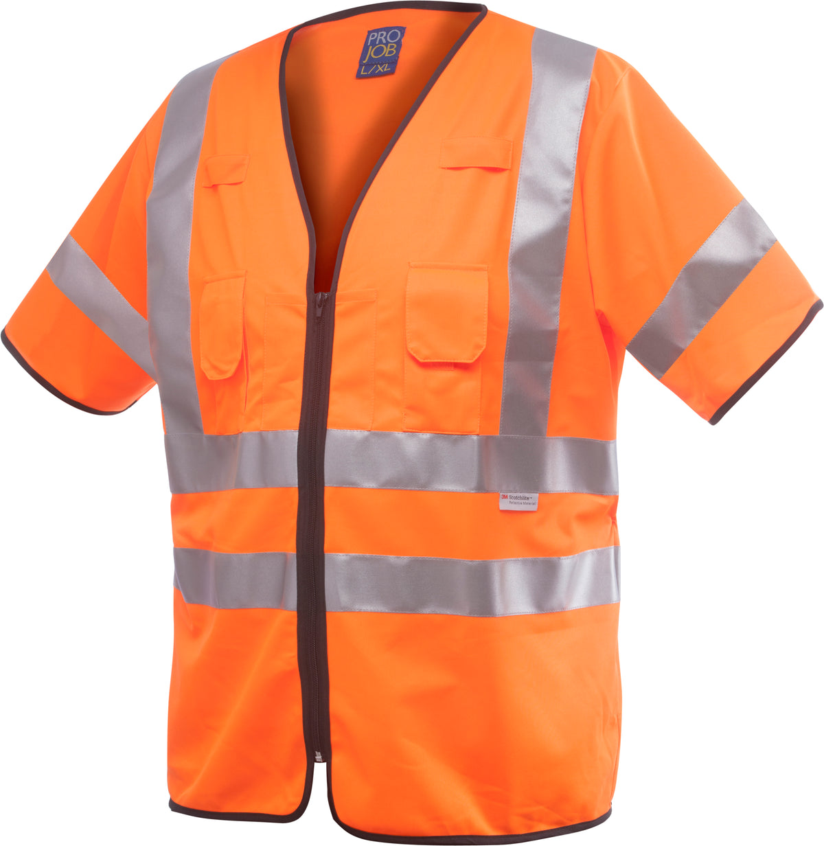 ProJob 6707 Warnschutz Weste mit Zip EN ISO 20471 Klasse 3 Orange, Produktansicht