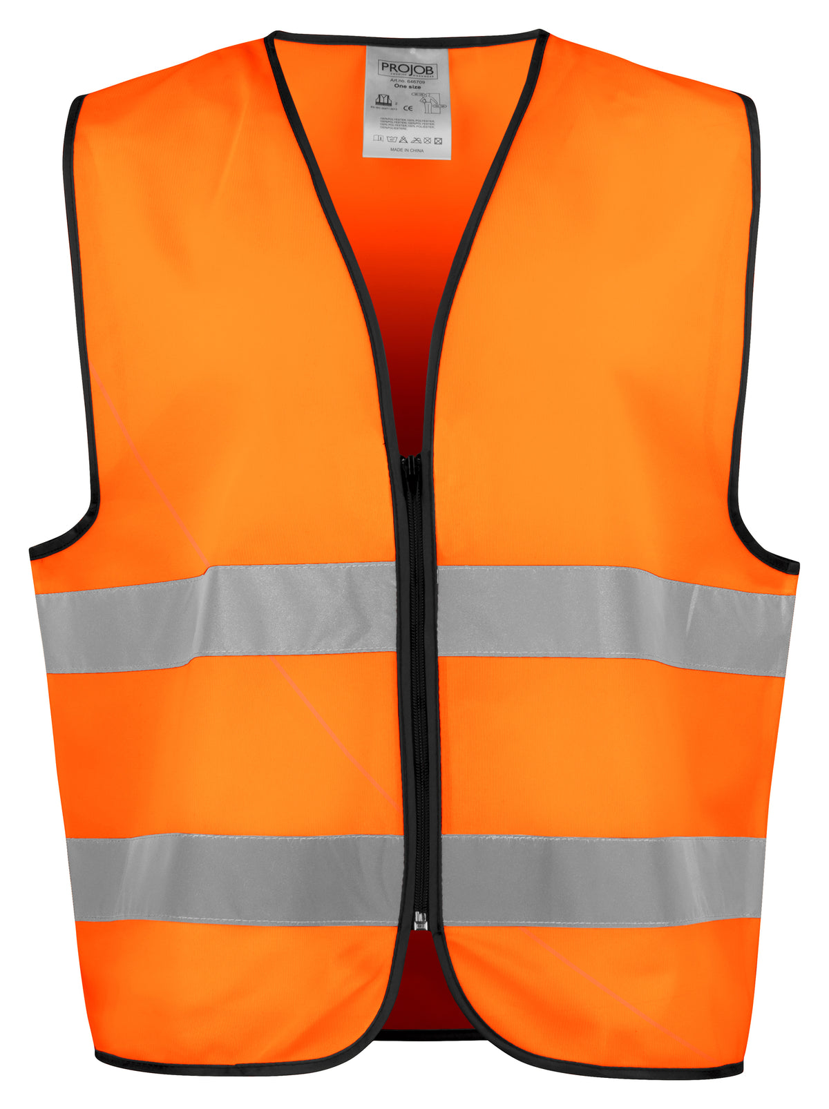 ProJob 6714 Warnschutz Weste EN ISO 20471 Klasse 2 Orange/Schwarz, Produktansicht