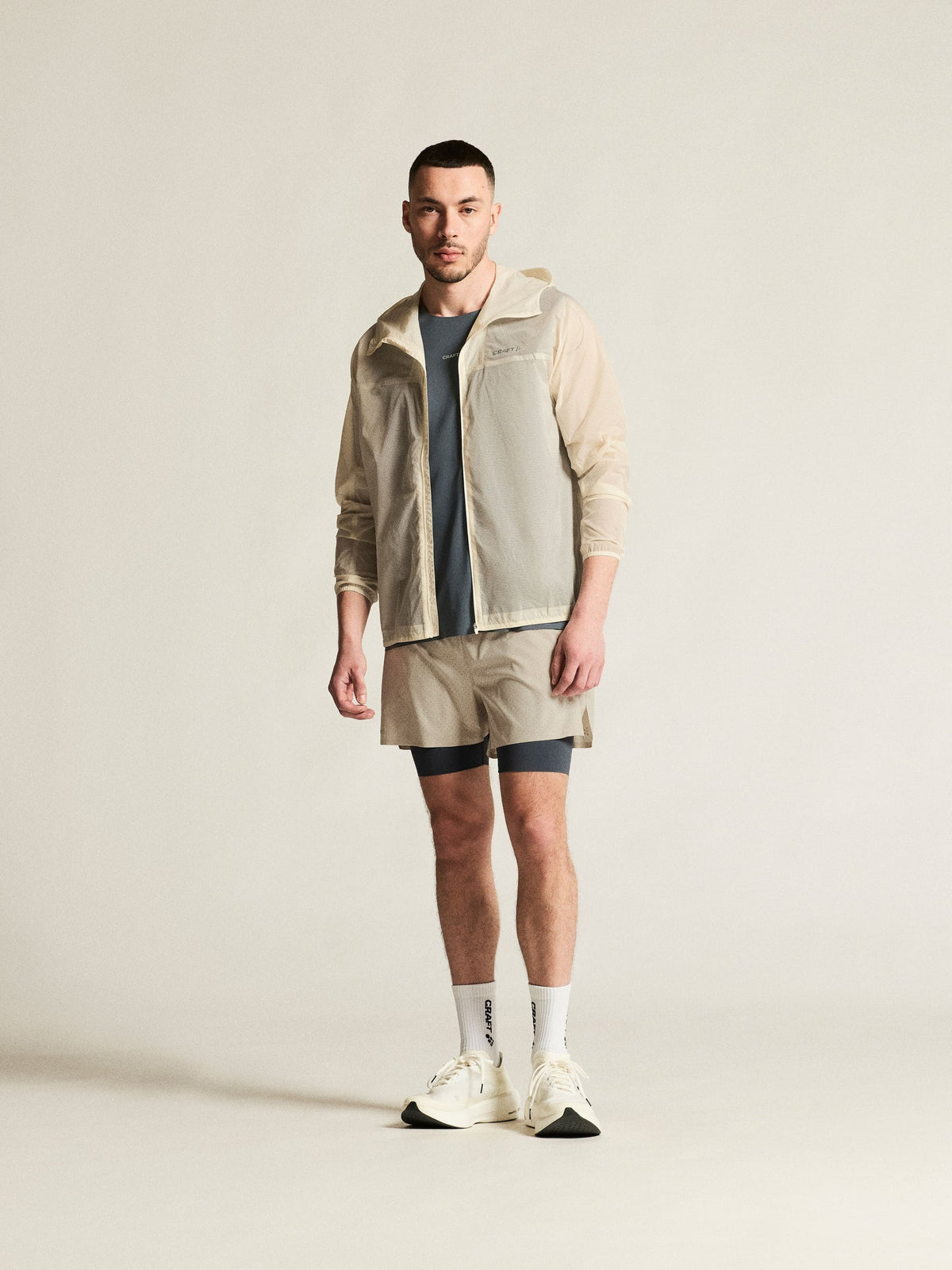 Craft Hypervent Light Wind Jacket Herren in Naturweiss, Detailansicht