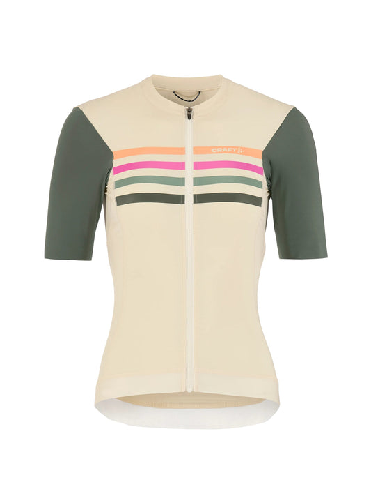 Craft Endur Training Jersey Damen in Naturweiss/Grün, Vorderansicht