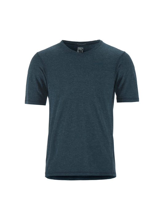 Craft Everyday Wool SS Tee Herren in Blau meliert, Vorderansicht