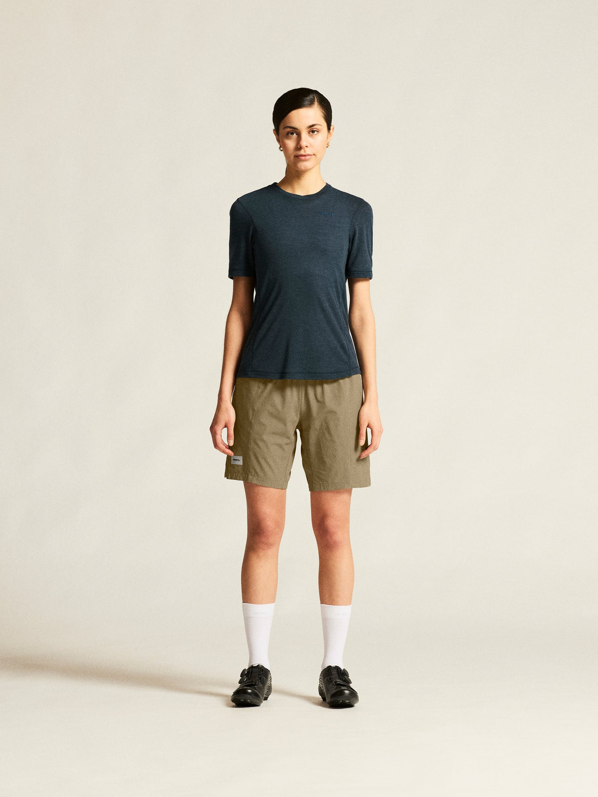 Craft Everyday Wool SS Tee Damen in Blau meliert, Detailansicht