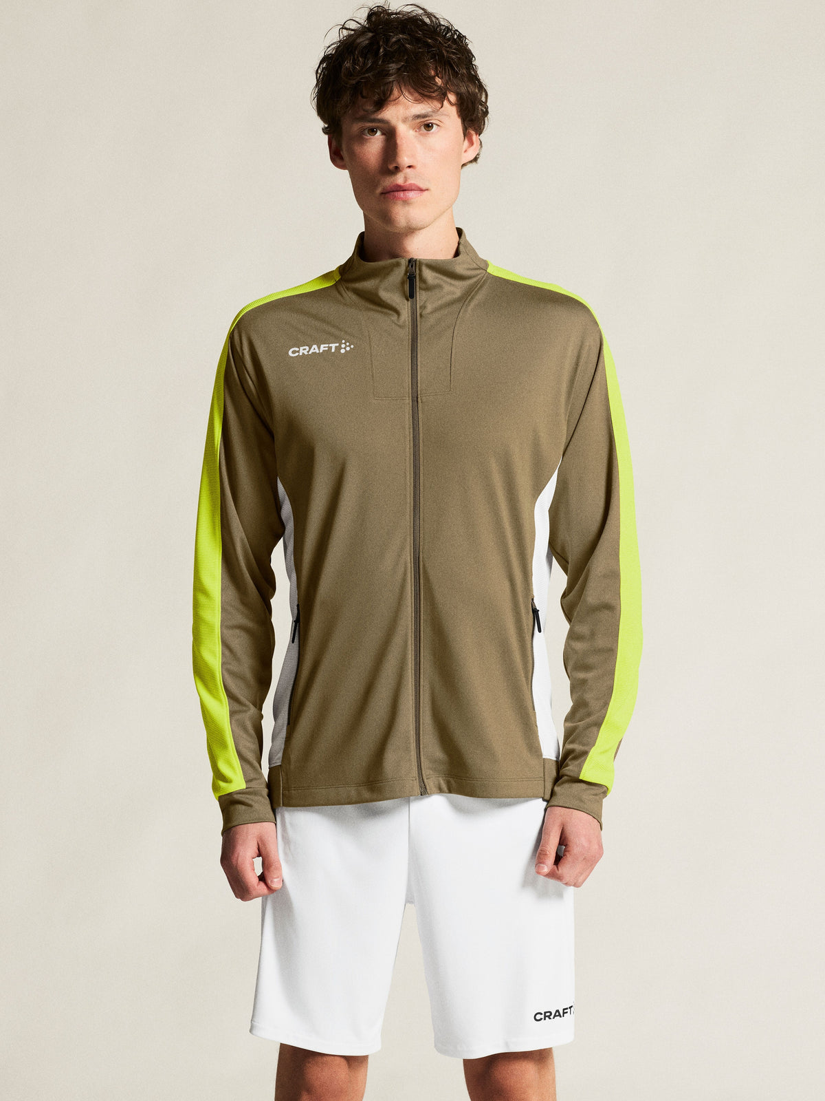 Craft Evolve 2.0 Contrast Full Zip Jacket Herren in Beige/Gelb, Detailansicht