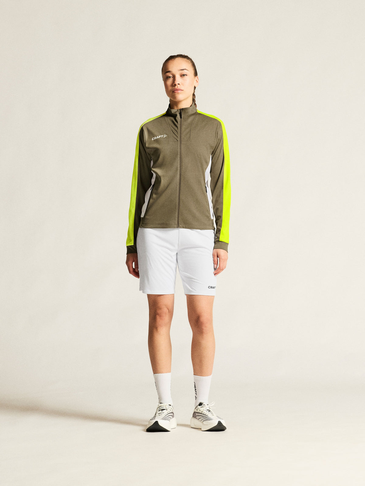 Craft Evolve 2.0 Contrast Full Zip Jacket Damen in Beige/Gelb, Detailansicht