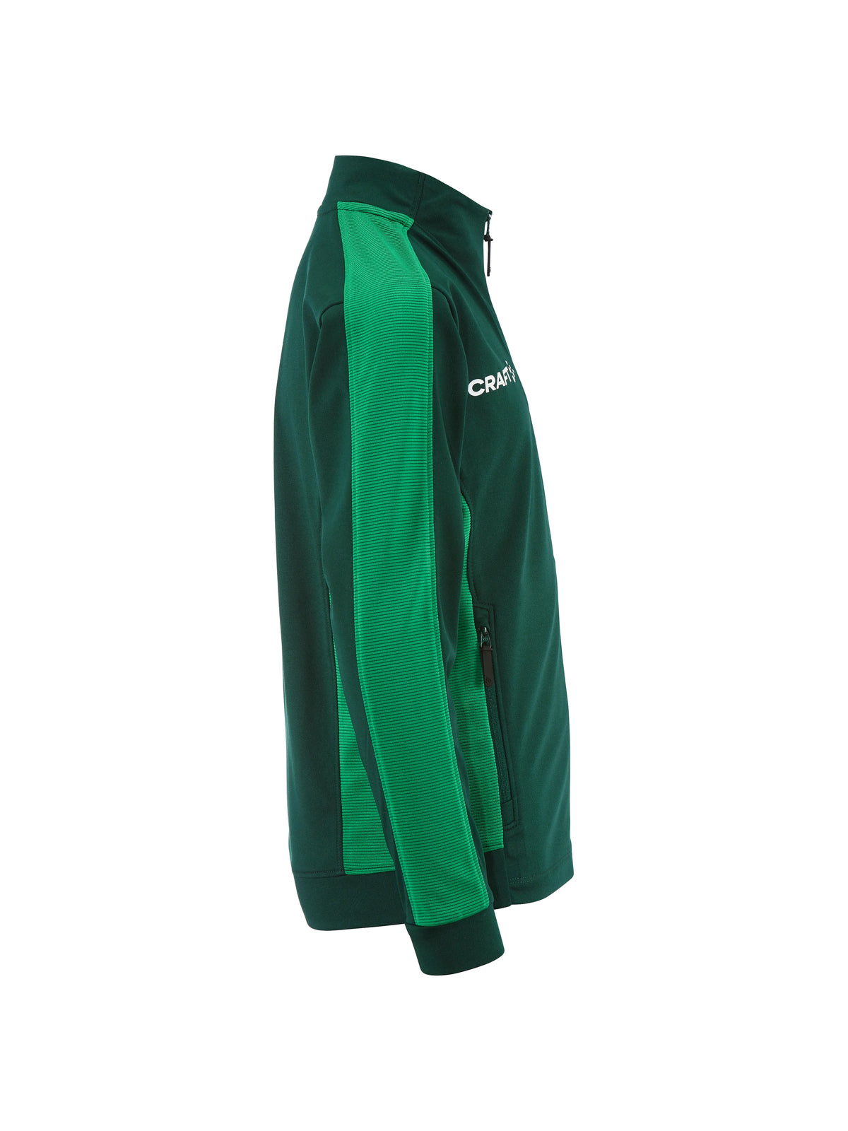 Craft Evolve 2.0 Contrast Full Zip Jacket Junior in Dunkelgrün/Grün, Seitenansicht rechts