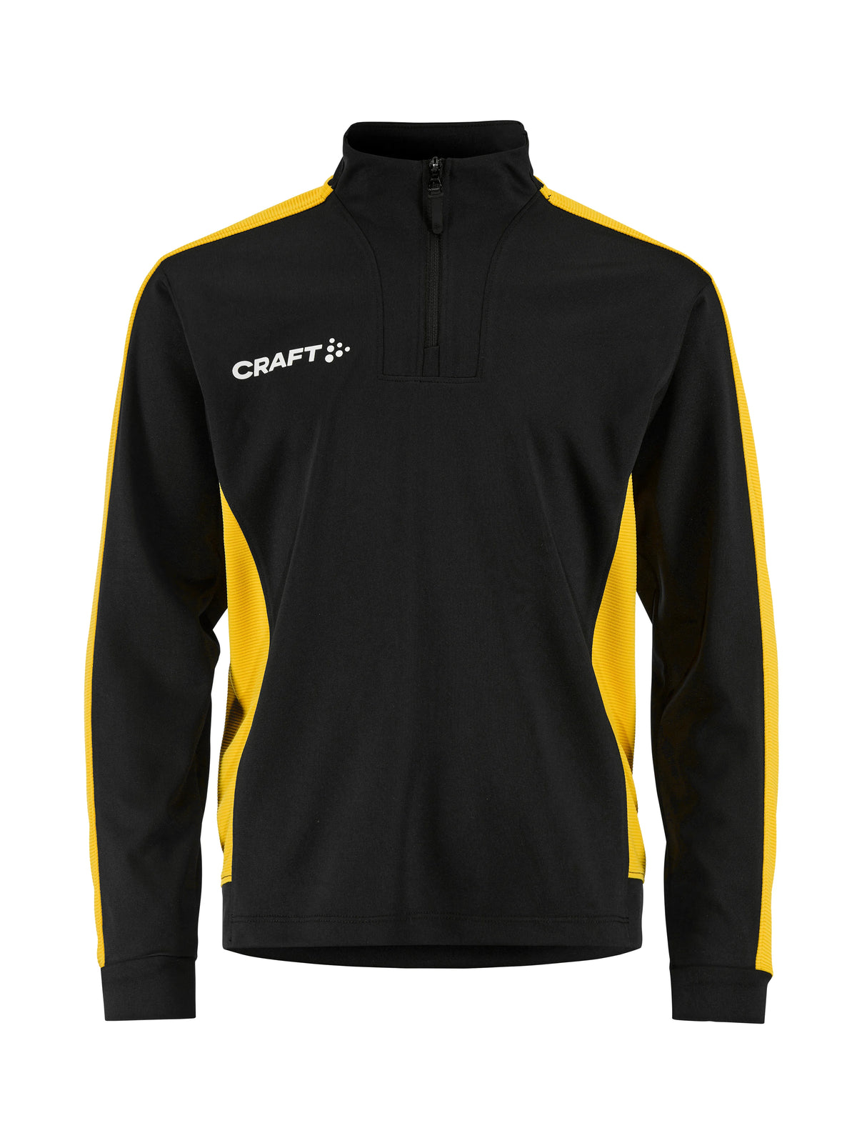 Craft Evolve 2.0 Contrast Half Zip Junior in Schwarz/Gelb, Vorderansicht