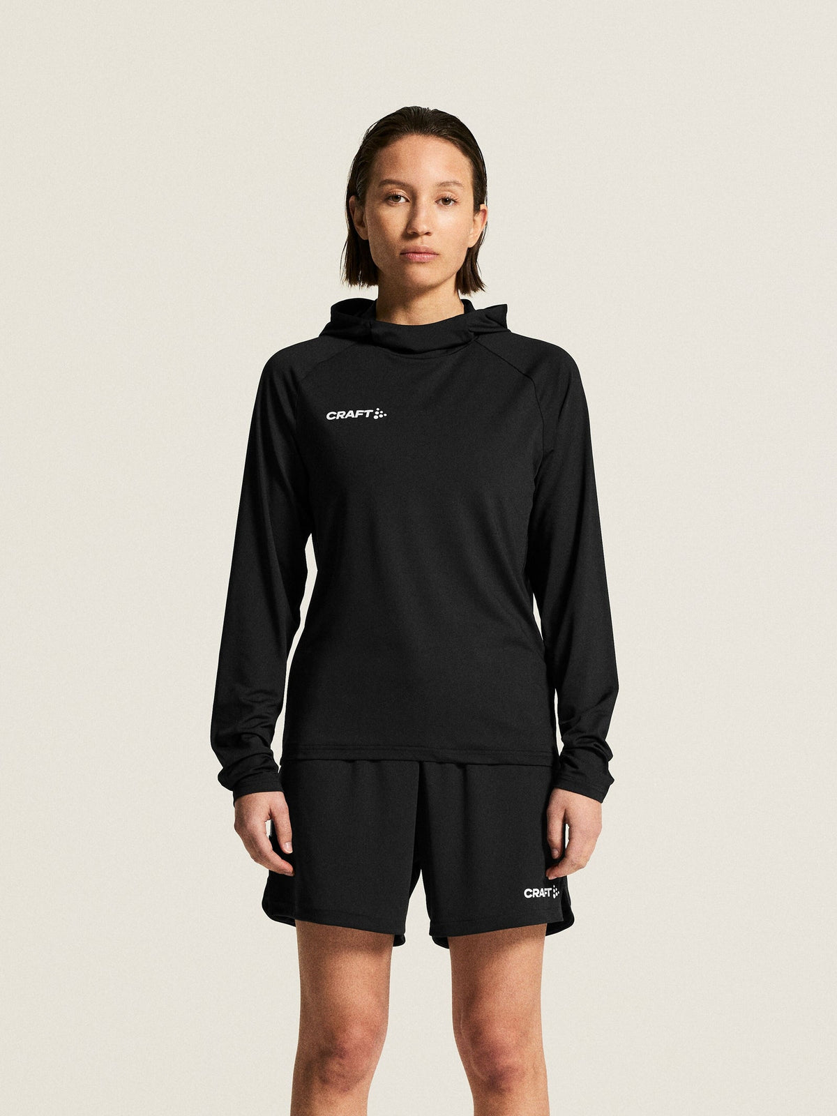 Craft Ability Long Sleeve Hood Damen in Schwarz, Detailansicht