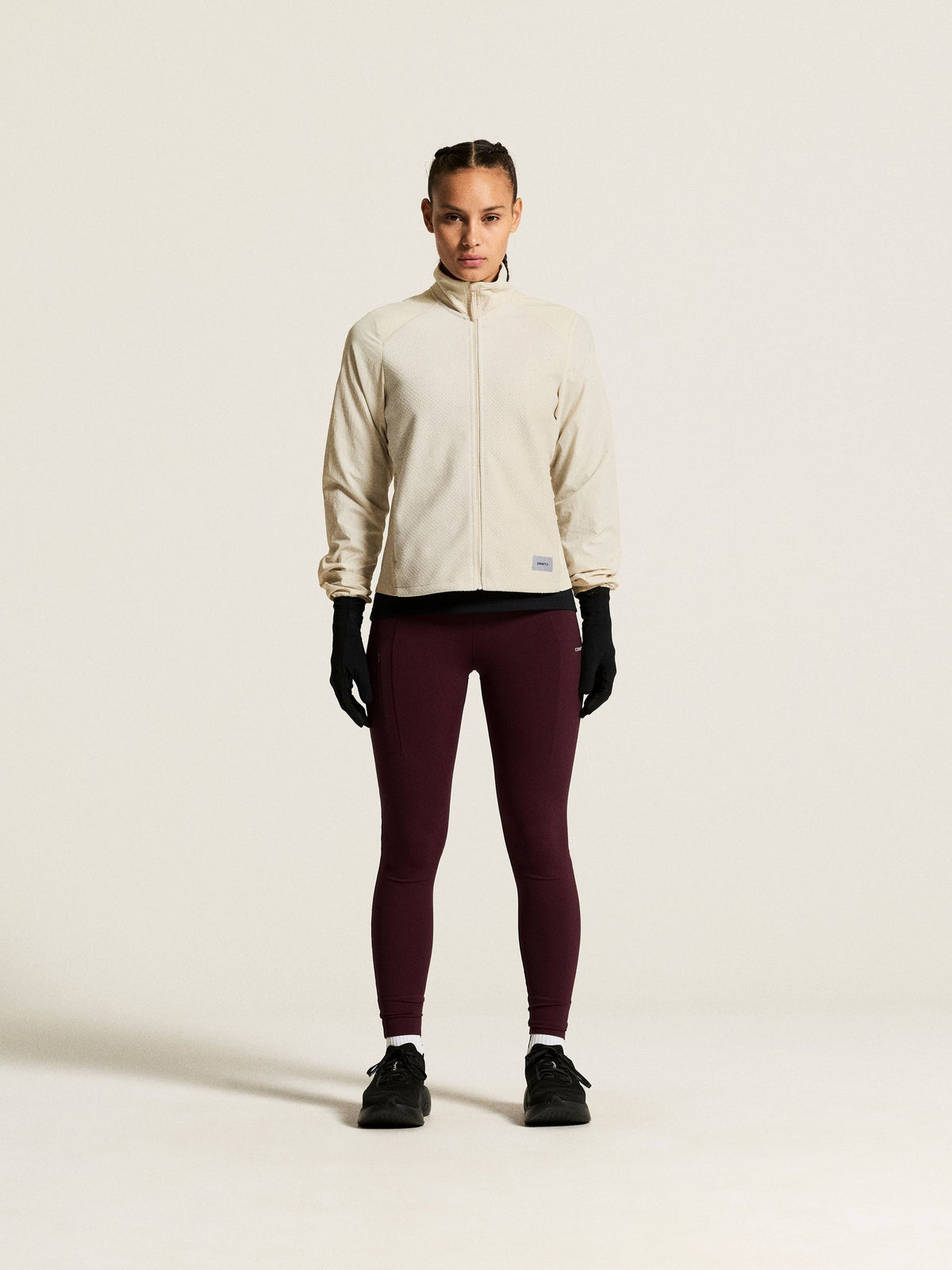 Craft Fleece Jersey Jacket Damen in Sand, Detailansicht