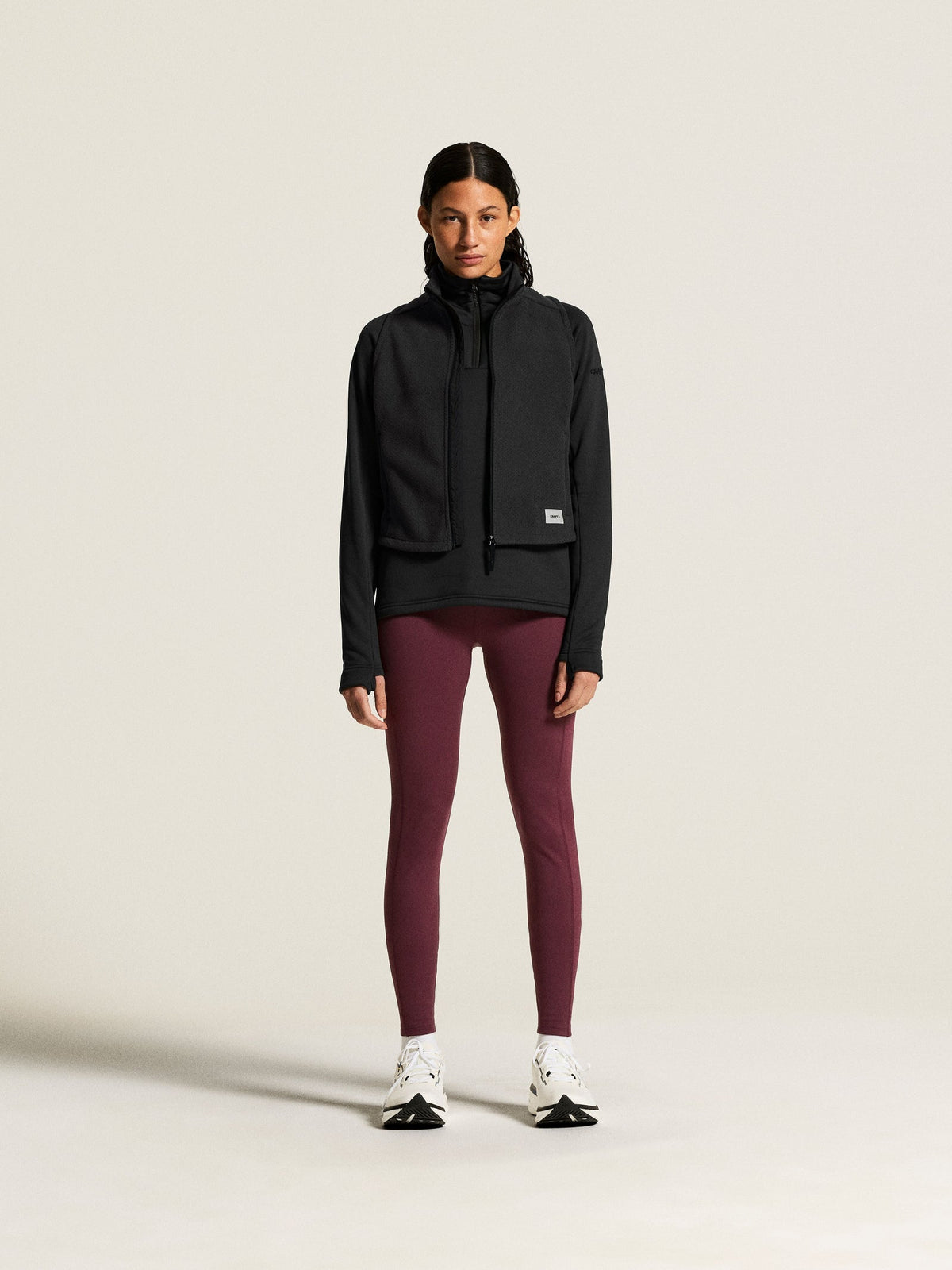 Craft Explore Power Fleece Half Zip Damen in Schwarz, Detailansicht