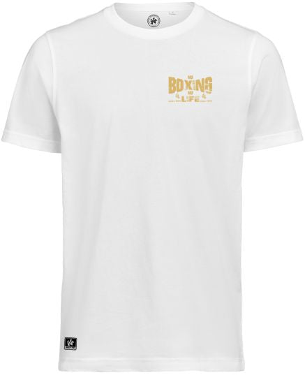 44er T-Shirt No Boxing No Life Weiss mit goldenem Druck vorne