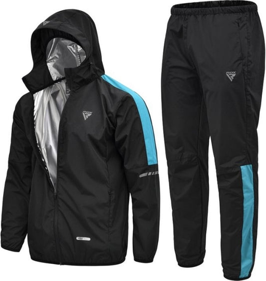 RDX H1 Saunaanzug zum Abnehmen in Schwarz Sky Blue